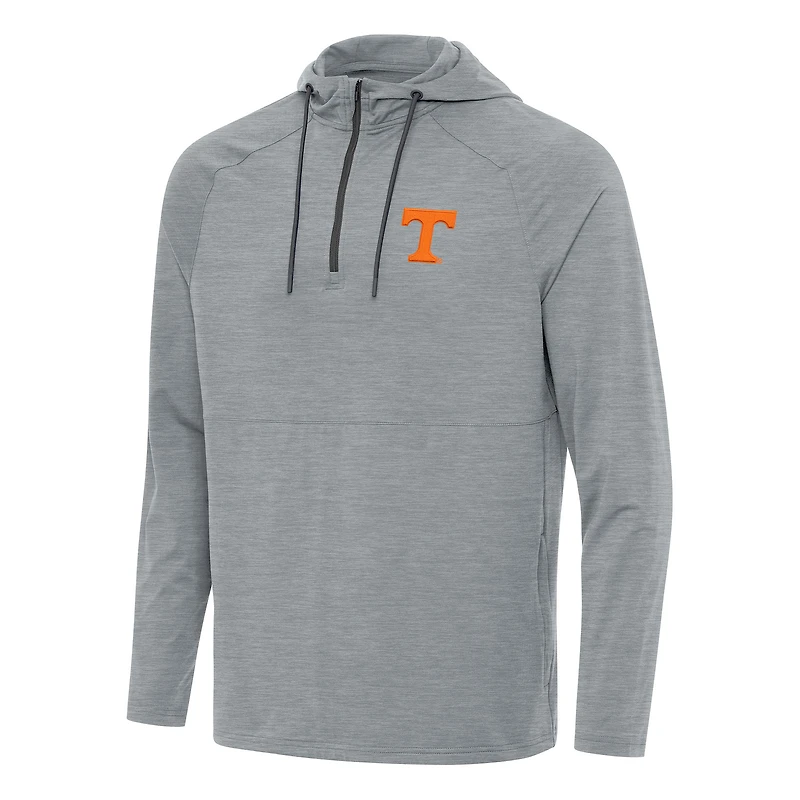 Men's Antigua Heather Gray Tennessee Volunteers Spikes Quarter-Zip Hoodie