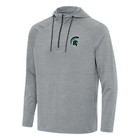 Men's Antigua Heather Gray Michigan State Spartans Spikes Quarter-Zip Hoodie