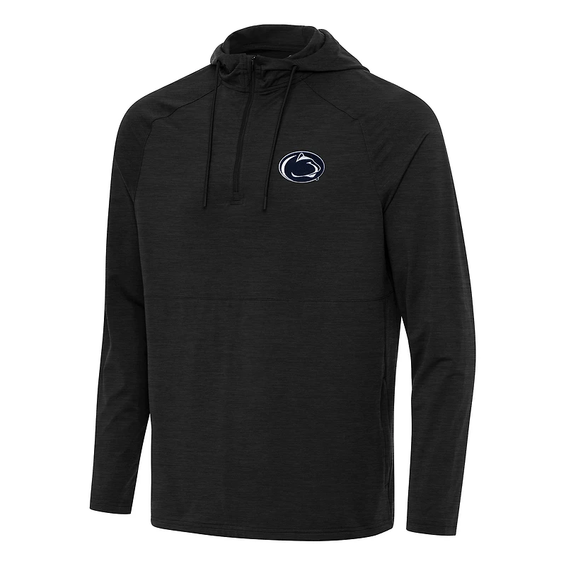 Men's Antigua Heather Penn State Nittany Lions Spikes Quarter-Zip Hoodie