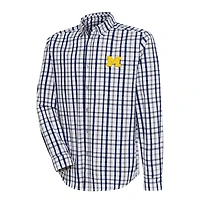 Men's Antigua  Navy/Gray Michigan Wolverines Tending 2 Button-Down Long Sleeve Shirt