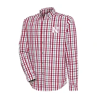 Men's Antigua  Scarlet/Gray Nebraska Huskers Tending 2 Button-Down Long Sleeve Shirt