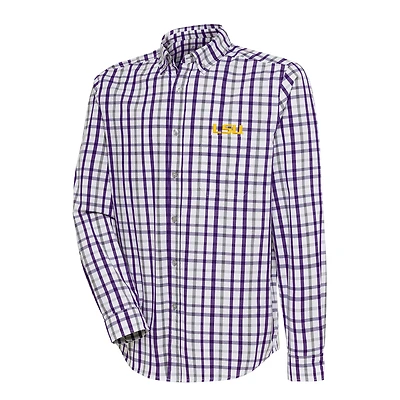 Men's Antigua Purple/Gray LSU Tigers Tending 2 Button-Down Long Sleeve Shirt