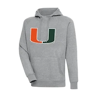 Men's Antigua Heather Gray Miami Hurricanes Big & Tall Victory Pullover Hoodie