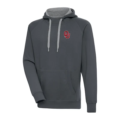 Men's Antigua Charcoal Oklahoma Sooners Big & Tall Victory Pullover Hoodie