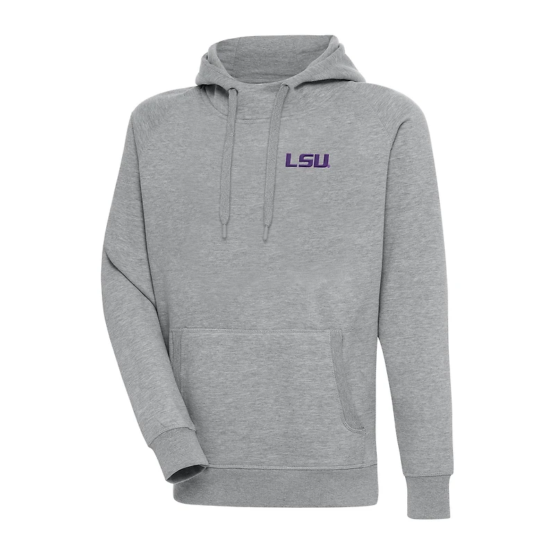 Men's Antigua Heather Gray LSU Tigers Big & Tall Victory Pullover Hoodie