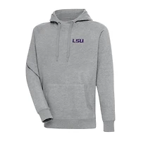 Men's Antigua Heather Gray LSU Tigers Big & Tall Victory Pullover Hoodie
