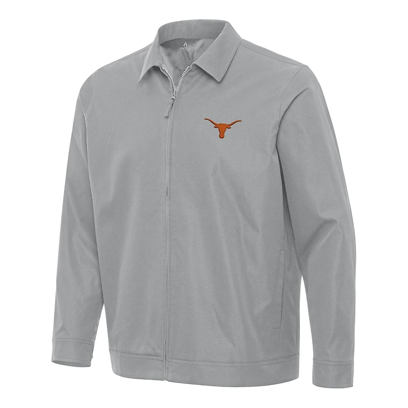 Men's Antigua  Gray Texas Longhorns Pivot Full-Zip Jacket