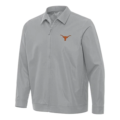 Men's Antigua Gray Texas Longhorns Pivot Full-Zip Jacket