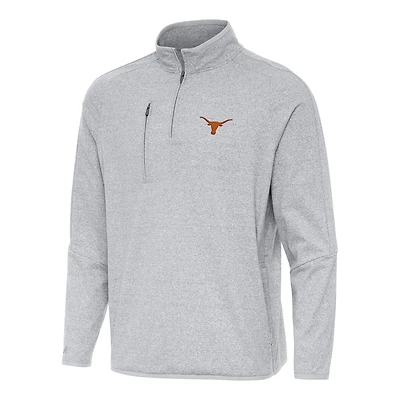 Men's Antigua Heather Gray Texas Longhorns Certain Quarter-Zip Tri-Blend Sweatshirt