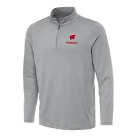 Men's Antigua Gray Wisconsin Badgers Reprocess Quarter-Zip Top