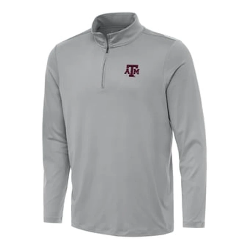 Men's Antigua Gray Texas A&M Aggies Reprocess Quarter-Zip Top