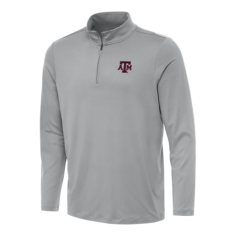 Men's Antigua Gray Texas A&M Aggies Reprocess Quarter-Zip Top