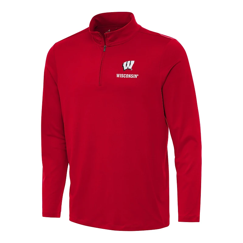 Men's Antigua Red Wisconsin Badgers Reprocess Quarter-Zip Top