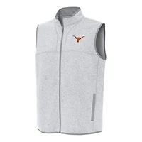 Men's Antigua Heather Gray Texas Longhorns Fortune Full-Zip Vest
