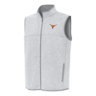 Men's Antigua Heather Gray Texas Longhorns Fortune Full-Zip Vest