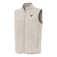 Men's Antigua Oatmeal Texas Longhorns Fortune Full-Zip Vest