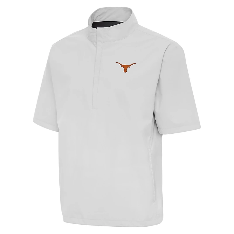 Men's Antigua Heather Gray Texas Longhorns Brisk Quarter-Zip Windbreaker