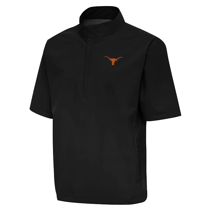 Men's Antigua Black Texas Longhorns Brisk Quarter-Zip Windbreaker