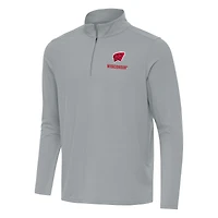Men's Antigua Gray Wisconsin Badgers Intent Quarter-Zip Top