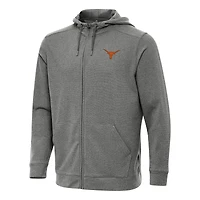 Men's Antigua Heather Black Texas Longhorns Effortless Full-Zip Hoodie Jacket