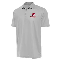 Men's Antigua Gray/White Wisconsin Badgers Rings Polo