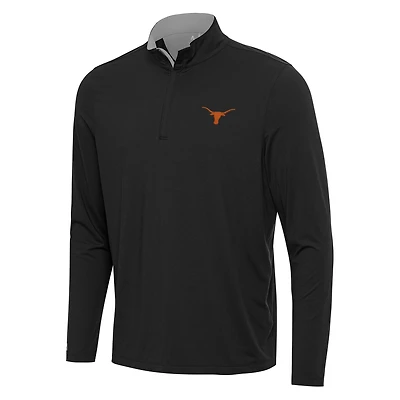 Men's Antigua Black/Gray Texas Longhorns Content Quarter-Zip Pullover Top