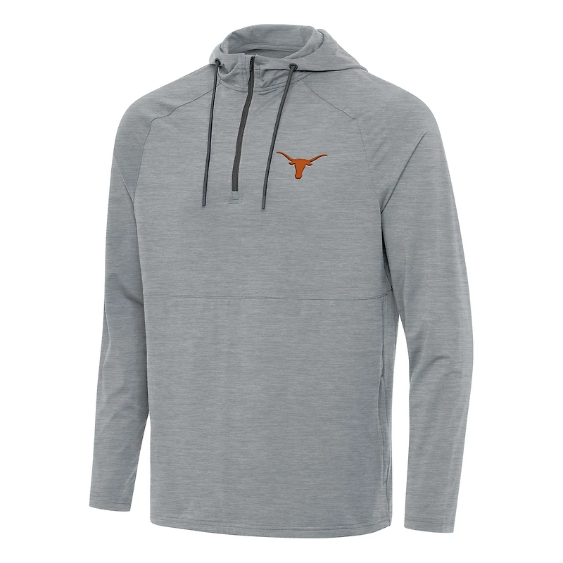 Men's Antigua Heather Gray Texas Longhorns Spikes Quarter-Zip Hoodie