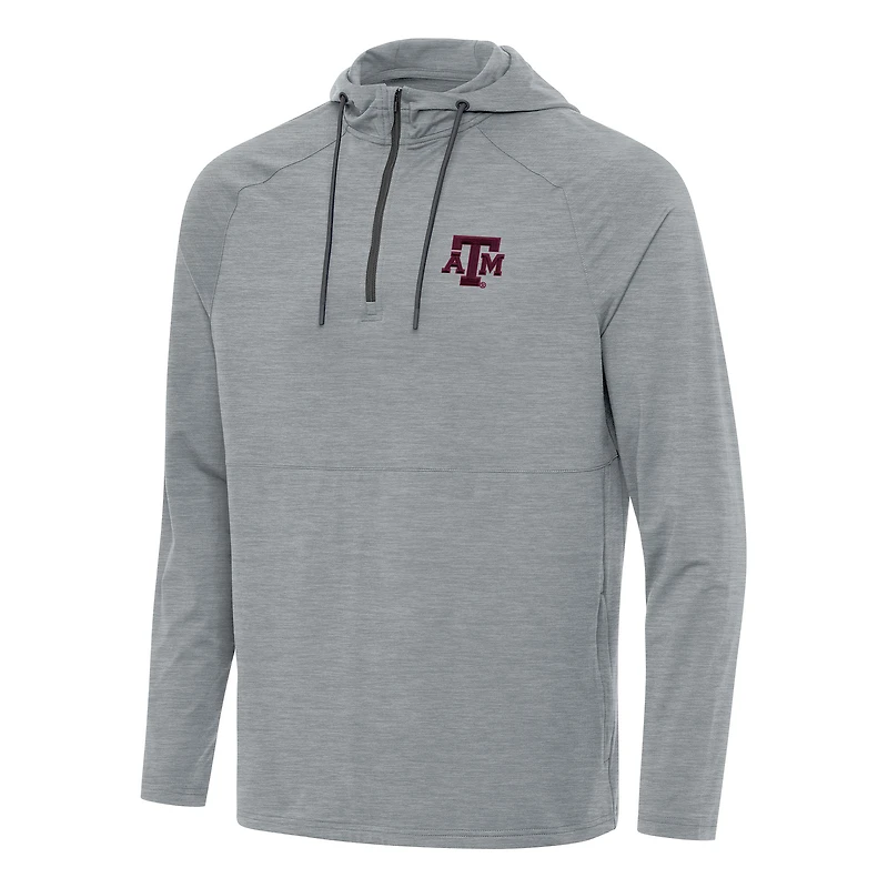 Men's Antigua Heather Gray Texas A&M Aggies Spikes Quarter-Zip Hoodie