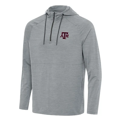 Men's Antigua Heather Gray Texas A&M Aggies Spikes Quarter-Zip Hoodie
