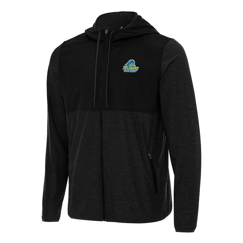 Men's Antigua Black Delaware Fightin' Blue Hens Sway Full-Zip Hoodie Jacket