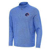 Men's Antigua Heather Royal Boise State Broncos Subtle Quarter-Zip Sweatshirt