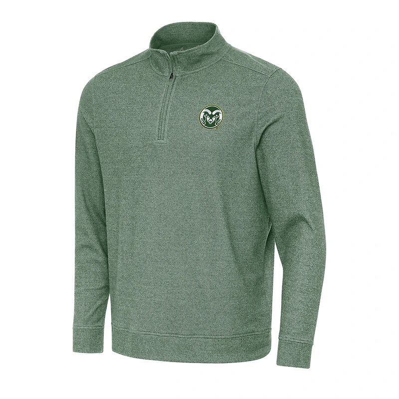 Men's Antigua Heather Green Colorado State Rams Subtle Quarter-Zip Sweatshirt