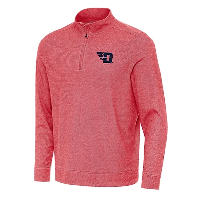 Men's Antigua Heather Red Dayton Flyers Subtle Quarter-Zip Sweatshirt