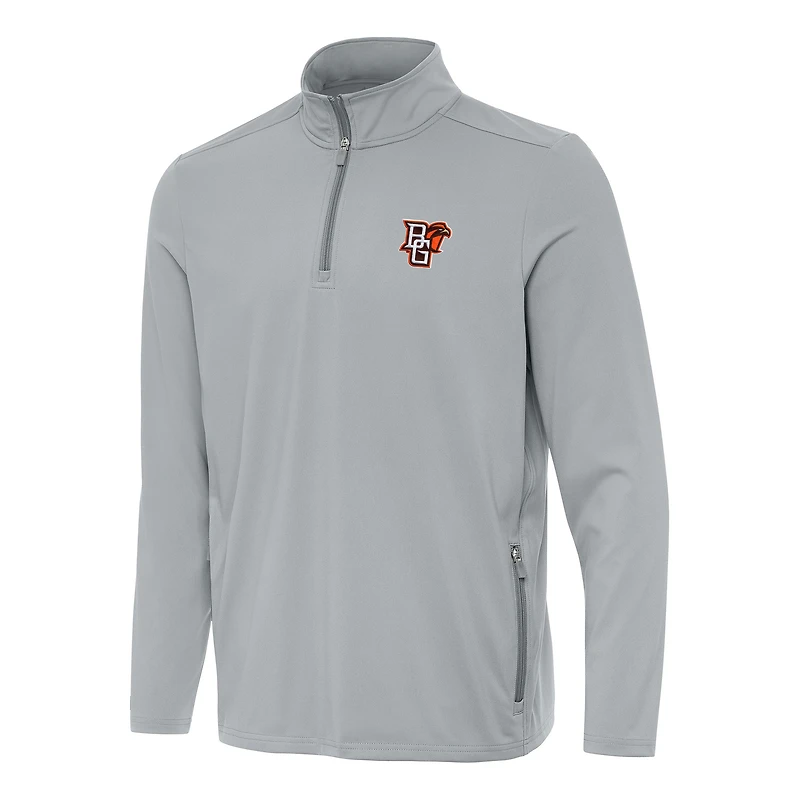 Men's Antigua  Gray Bowling Green St. Falcons Perilous Quarter-Zip Sweatshirt