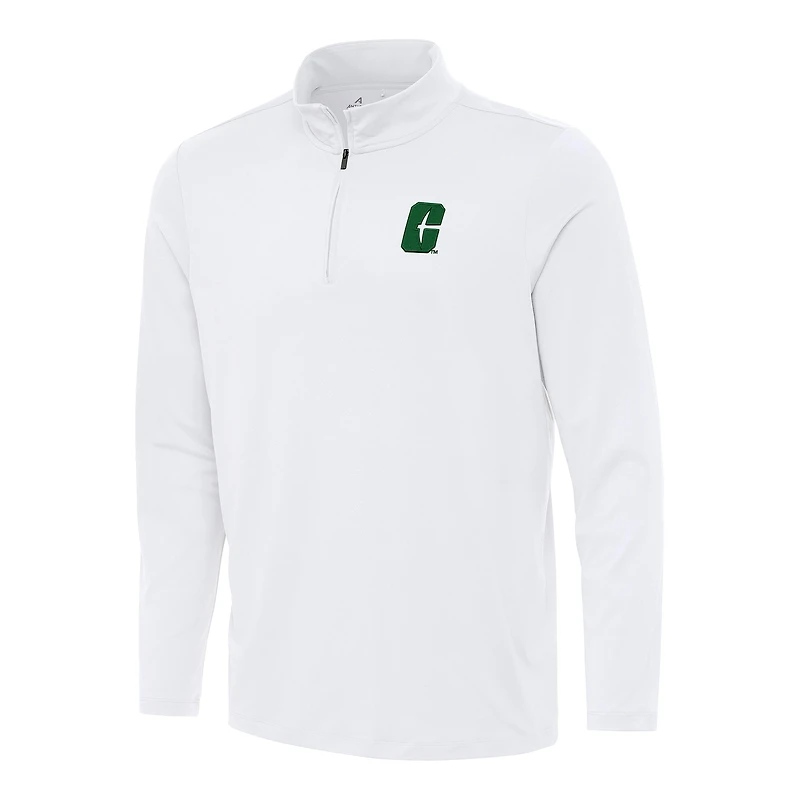 Men's Antigua White Charlotte 49ers Reprocess Quarter-Zip Top