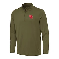 Men's Antigua Olive Houston Cougars Reprocess Quarter-Zip Top
