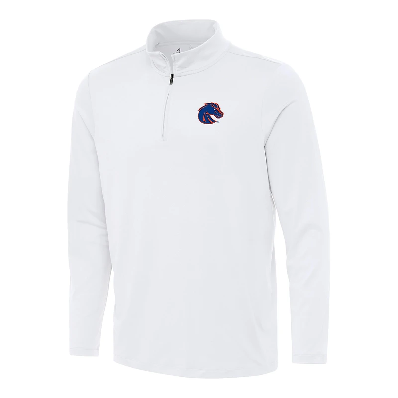 Men's Antigua White Boise State Broncos Reprocess Quarter-Zip Top