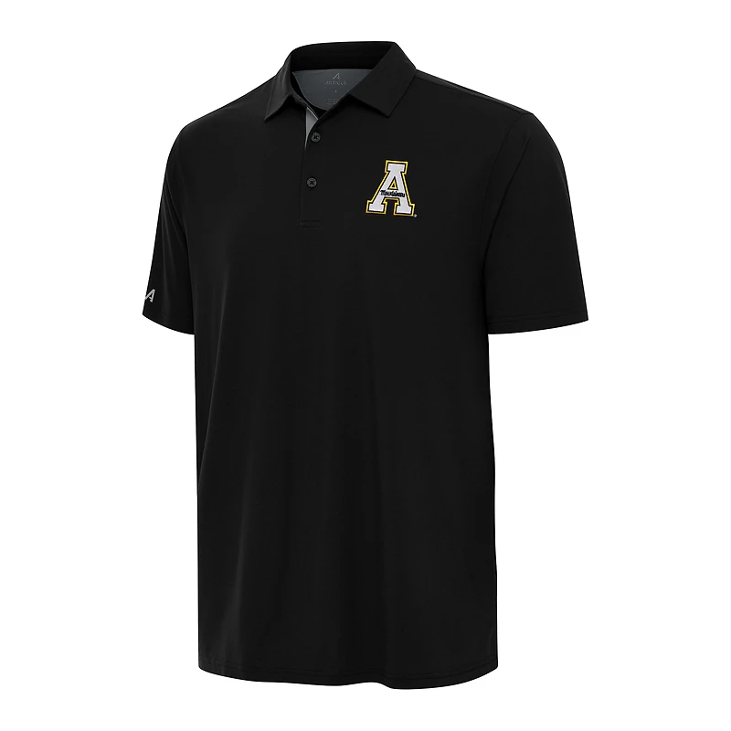 Men's Antigua Black/Gray Appalachian State Mountaineers Era Polo