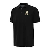 Men's Antigua Black/Gray Appalachian State Mountaineers Era Polo