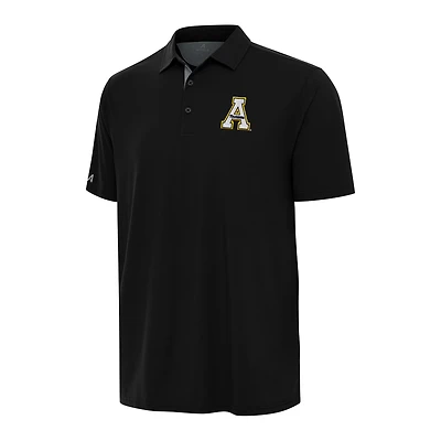 Men's Antigua Black/Gray Appalachian State Mountaineers Era Polo