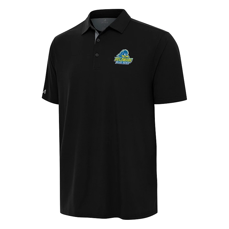 Men's Antigua Black/Gray Delaware Fightin' Blue Hens Era Polo