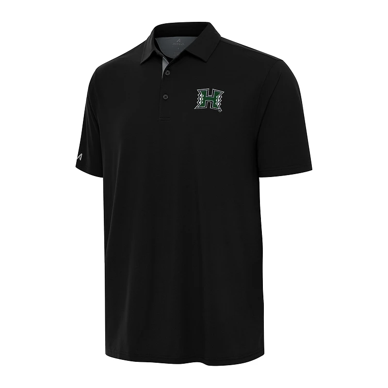 Men's Antigua Black/Gray Hawaii Rainbow Warriors Era Polo