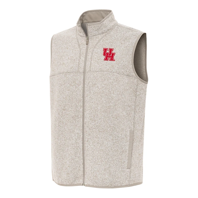 Men's Antigua Heather Oatmeal Houston Cougars Fortune Full-Zip Vest