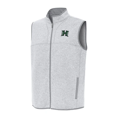 Men's Antigua Heather Gray Hawaii Rainbow Warriors Fortune Full-Zip Vest