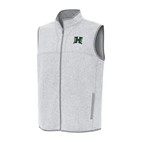 Men's Antigua Heather Gray Hawaii Rainbow Warriors Fortune Full-Zip Vest