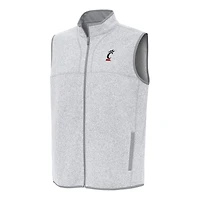 Men's Antigua Heather Gray Cincinnati Bearcats Fortune Full-Zip Vest