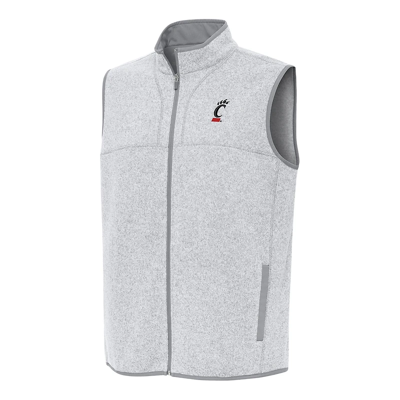 Men's Antigua Heather Gray Cincinnati Bearcats Fortune Full-Zip Vest