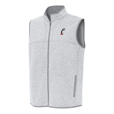 Men's Antigua Heather Gray Cincinnati Bearcats Fortune Full-Zip Vest