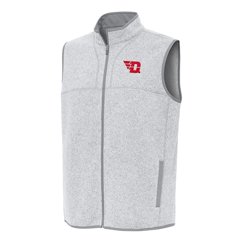 Men's Antigua Heather Gray Dayton Flyers Fortune Full-Zip Vest