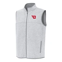 Men's Antigua Heather Gray Dayton Flyers Fortune Full-Zip Vest